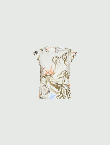 Young Ideas/Henmores - Affine Poplin Sea Print Sleeveless Top - 001 Optical White - 8