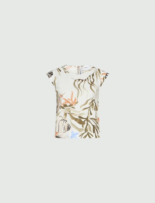 Young Ideas/Henmores - Affine Poplin Sea Print Sleeveless Top - 001 Optical White - 8