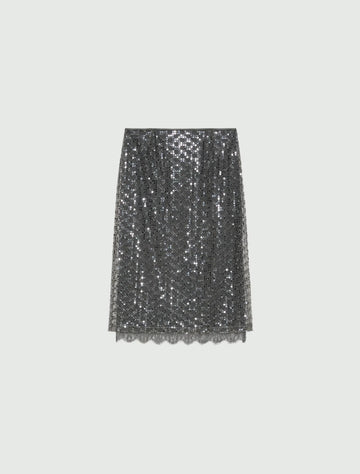 Young Ideas & Henmores -Agevole Diamond Sequin Midi Skirt -002 Medium Grey -XS