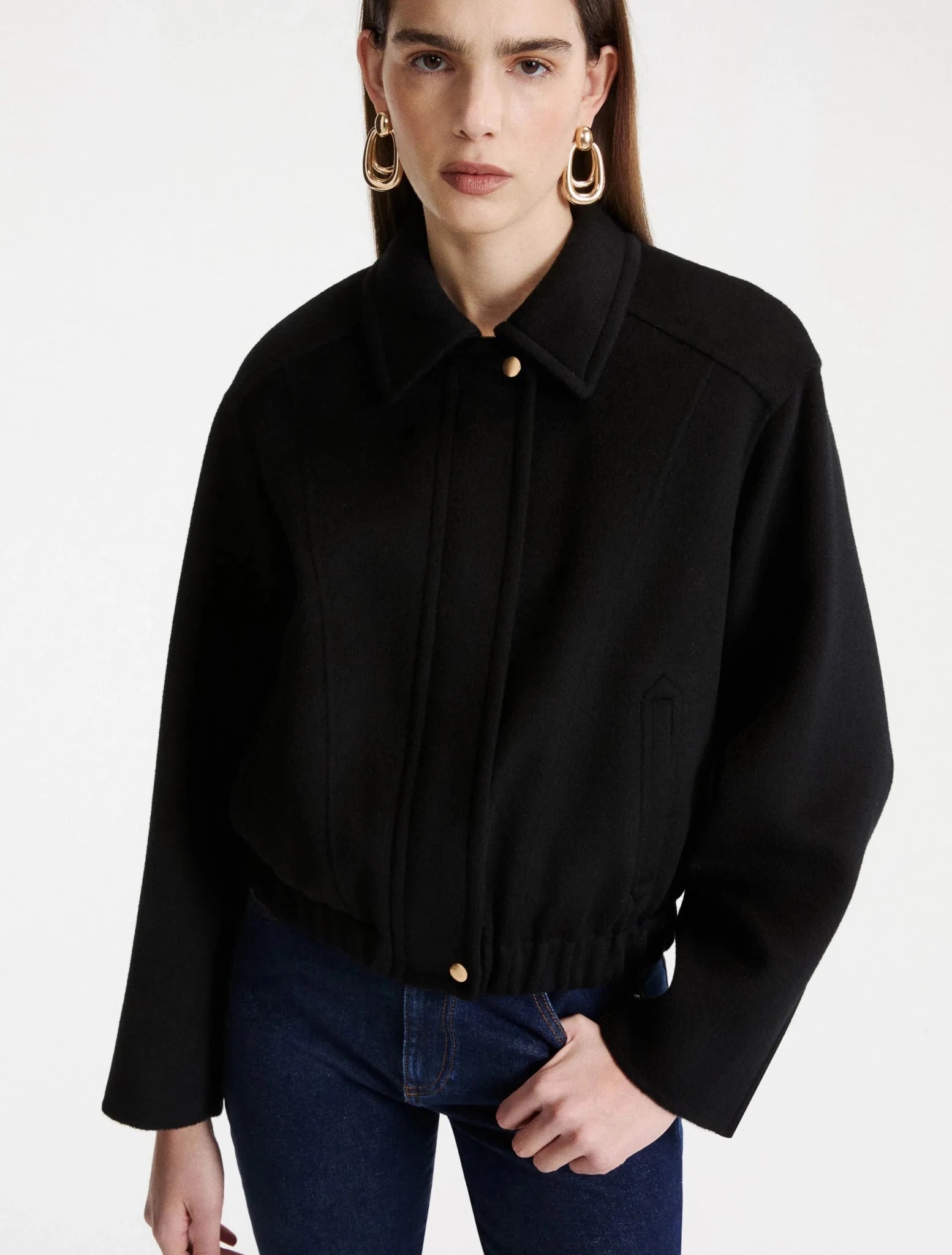 Young Ideas & Henmores -Alarico Elasticated Bottom Short Jacket -004 Black -8