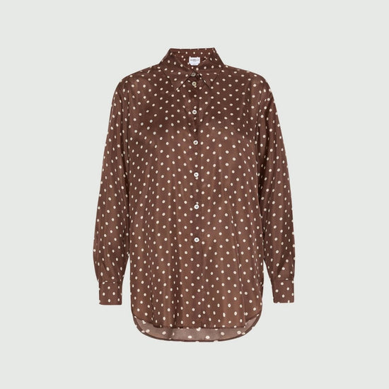 Young Ideas/Henmores - Angio Polka Dot Silk Shirt - 001 Brown Spotted - 6