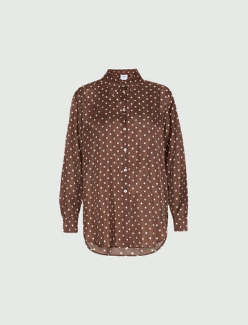 Young Ideas/Henmores - Angio Polka Dot Silk Shirt - 001 Brown Spotted - 6