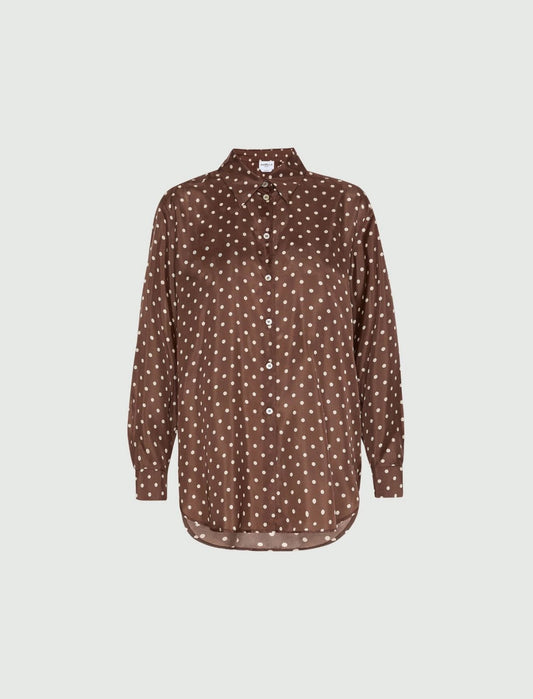 Young Ideas/Henmores - Angio Polka Dot Silk Shirt - 001 Brown Spotted - 6