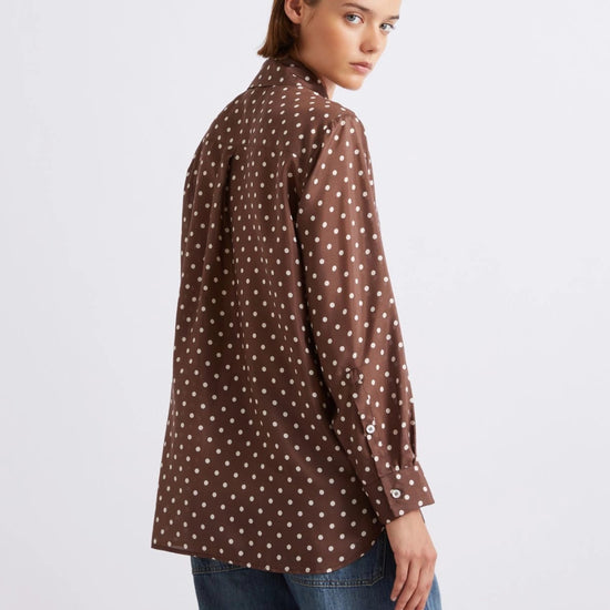 Young Ideas/Henmores - Angio Polka Dot Silk Shirt - 001 Brown Spotted - 6