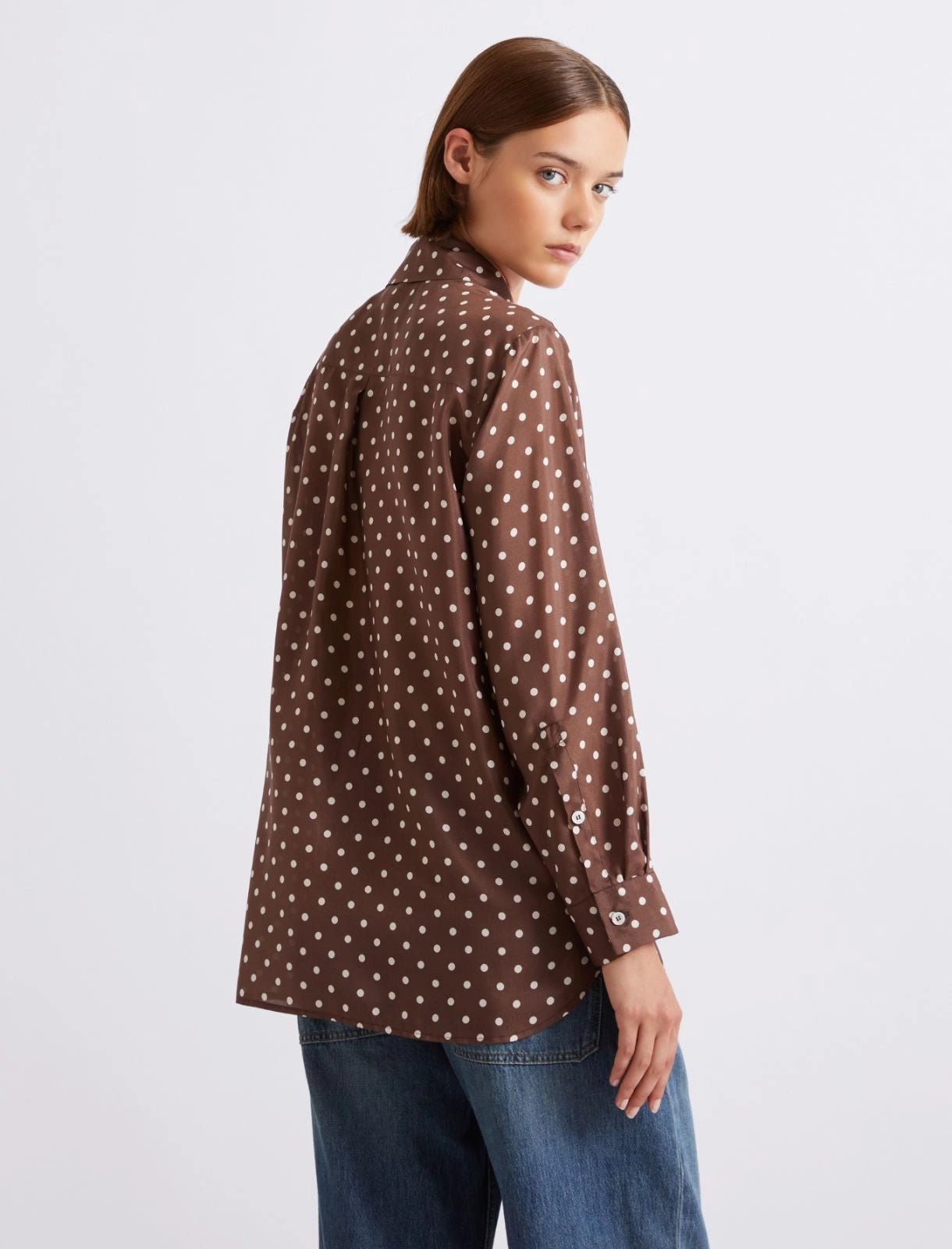 Young Ideas/Henmores - Angio Polka Dot Silk Shirt - 001 Brown Spotted - 6
