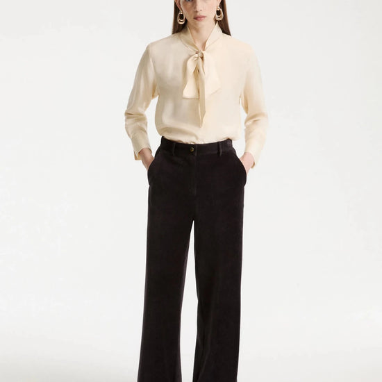 Young Ideas & Henmores -Astrale Corduroy Wide Leg Trousers -002 Dark Grey -8