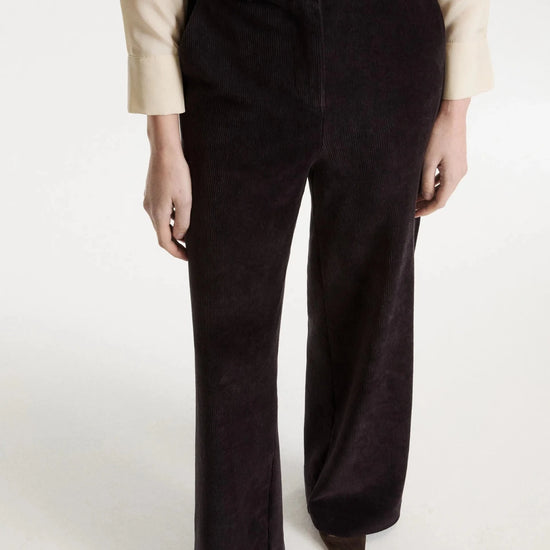 Young Ideas & Henmores -Astrale Corduroy Wide Leg Trousers -002 Dark Grey -8