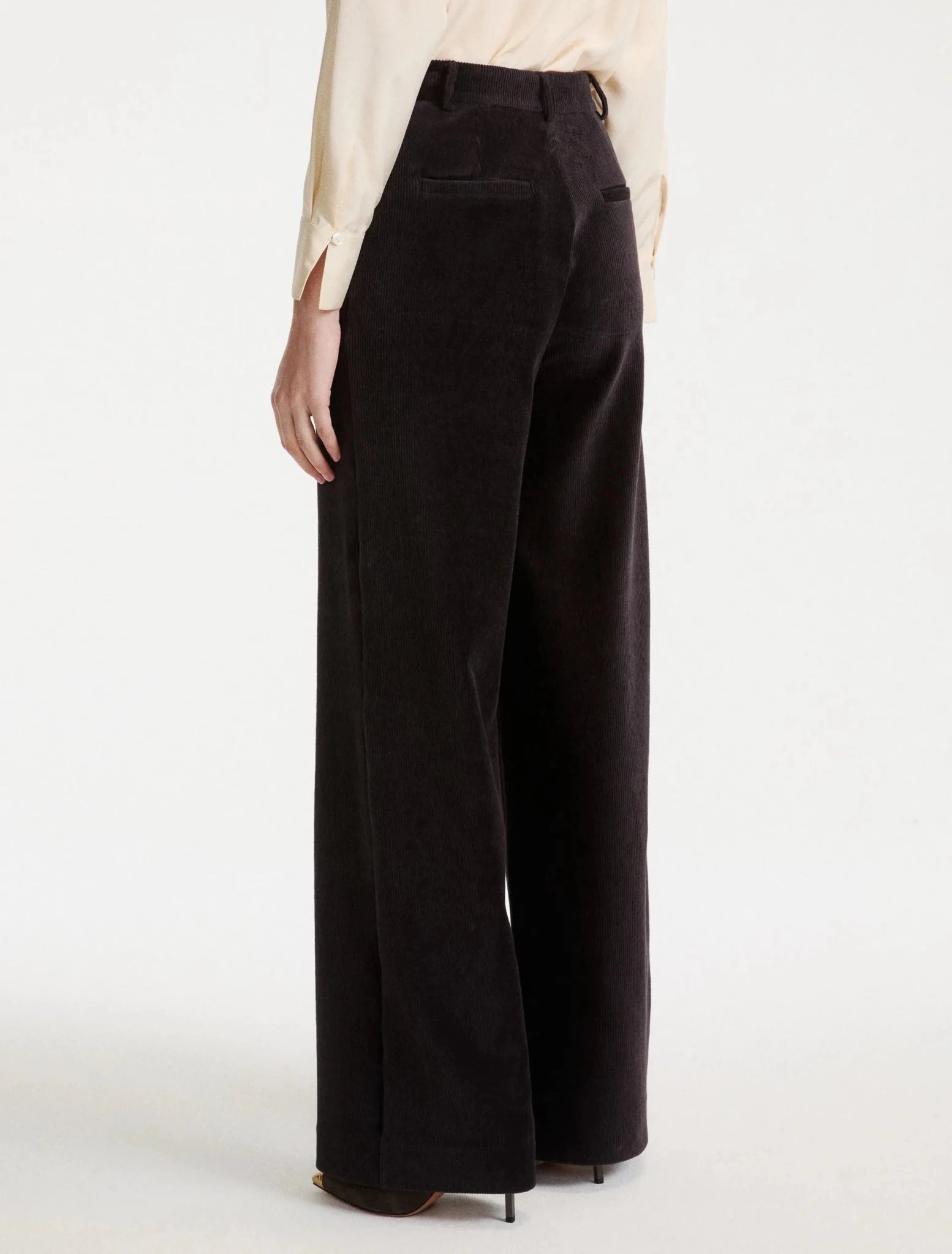 Young Ideas & Henmores -Astrale Corduroy Wide Leg Trousers -002 Dark Grey -8