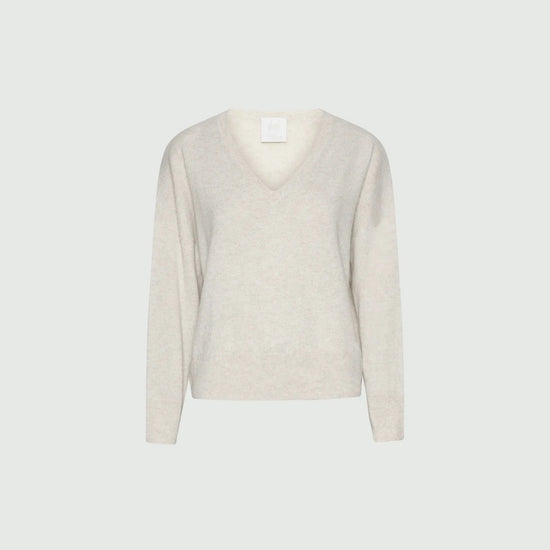 Young Ideas & Henmores -Balta Cashmere V Neck Jumper -001 Turtledove -S