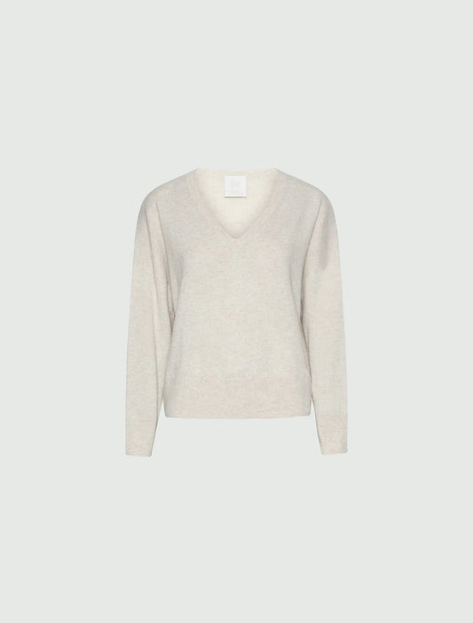 Young Ideas & Henmores -Balta Cashmere V Neck Jumper -001 Turtledove -S