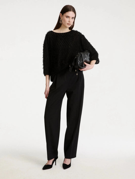 Young Ideas & Henmores -Barca Feathered 3/4 Sleeve Blouse -002 Black -8