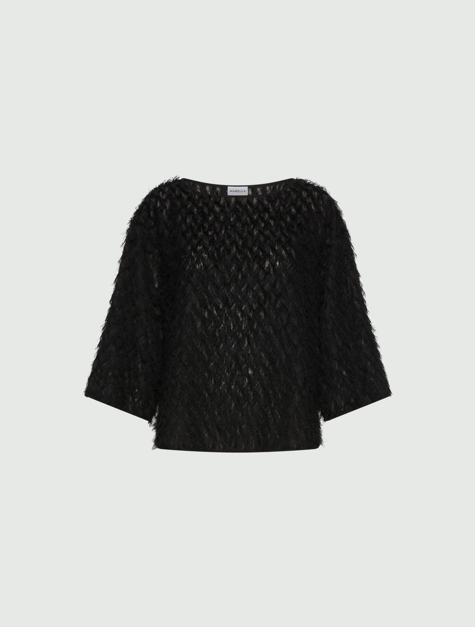 Young Ideas & Henmores -Barca Feathered 3/4 Sleeve Blouse -002 Black -8