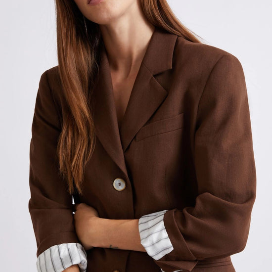 Young Ideas/Henmores - Cachi Linen Mix Blazer - 002 Brown - 8
