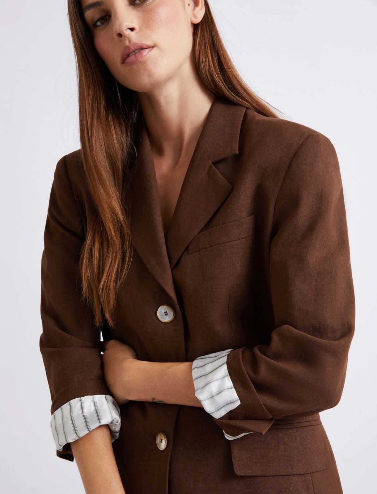 Young Ideas/Henmores - Cachi Linen Mix Blazer - 002 Brown - 8