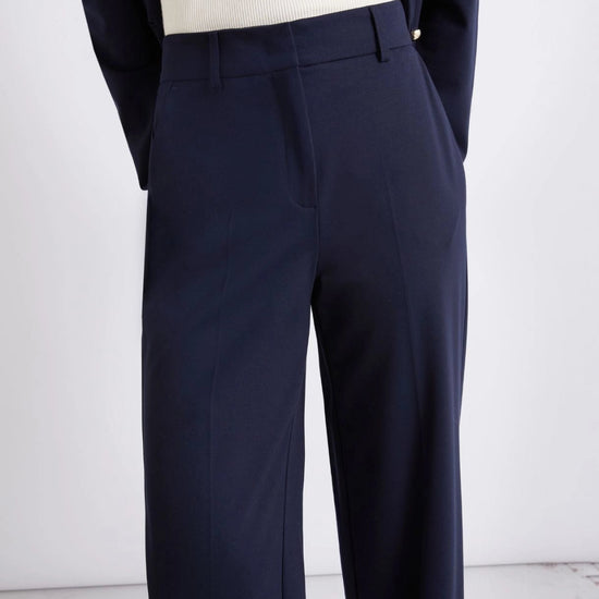 Young Ideas/Henmores - Clarino Straight Leg Jersey Trousers - 004 Navy - 8