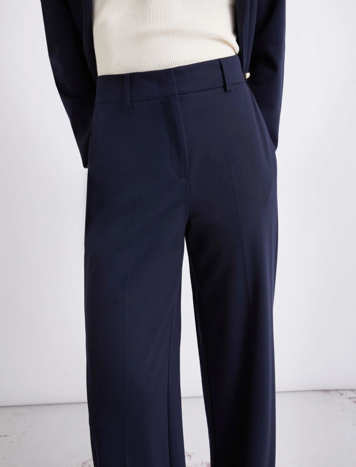 Young Ideas/Henmores - Clarino Straight Leg Jersey Trousers - 004 Navy - 8