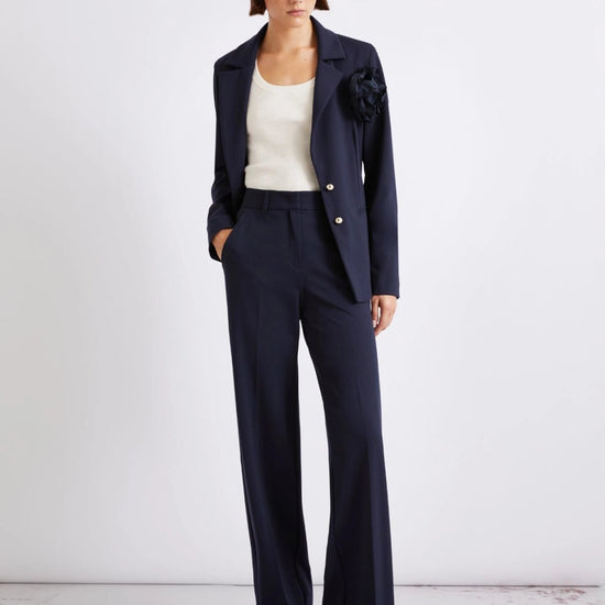 Young Ideas/Henmores - Clarino Straight Leg Jersey Trousers - 004 Navy - 8