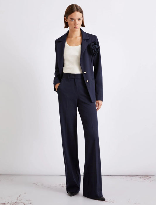 Young Ideas/Henmores - Clarino Straight Leg Jersey Trousers - 004 Navy - 8