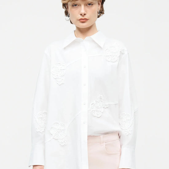 Young Ideas/Henmores - Comune Poplin Embroidered Shirt - 001 White - 6