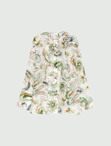 Young Ideas/Henmores - Disco Voile Abstract Patterned Shirt - 001 White Green - 6