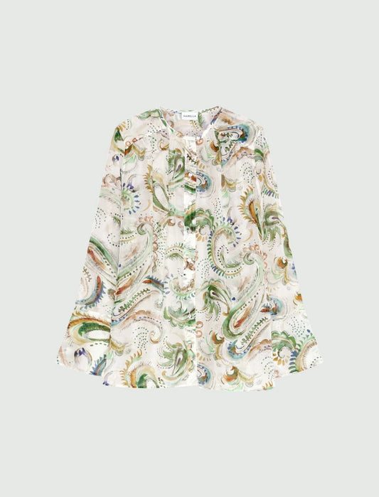 Young Ideas/Henmores - Disco Voile Abstract Patterned Shirt - 001 White Green - 6