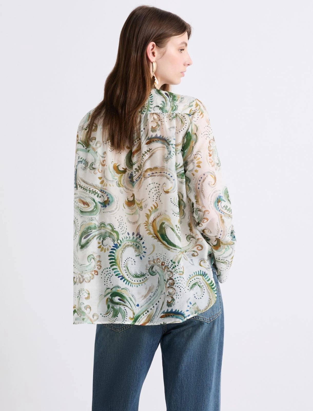 Young Ideas/Henmores - Disco Voile Abstract Patterned Shirt - 001 White Green - 6