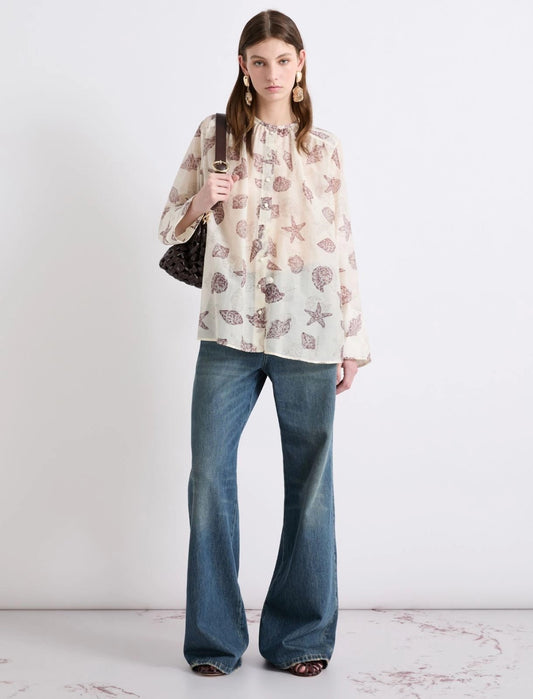 Young Ideas & Henmores -Disco Voile Sea Shell Shirt -004 Cream -6