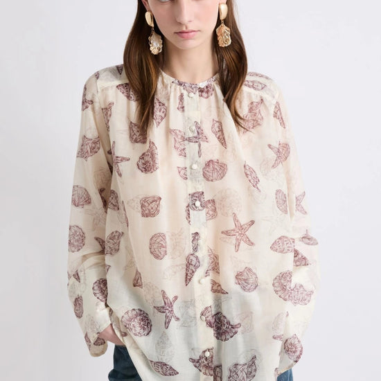 Young Ideas & Henmores -Disco Voile Sea Shell Shirt -004 Cream -6