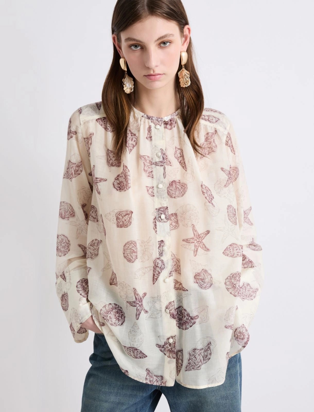 Young Ideas & Henmores -Disco Voile Sea Shell Shirt -004 Cream -6