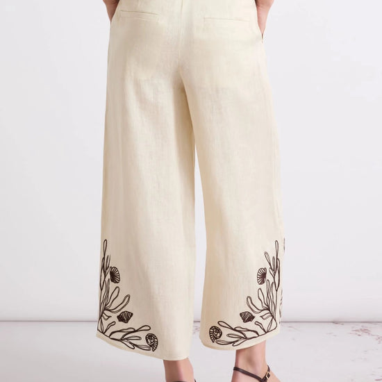 Young Ideas/Henmores - Dolce Flaxlinen Embroidered Trousers - 003 Cream - 8