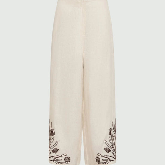 Young Ideas/Henmores - Dolce Flaxlinen Embroidered Trousers - 003 Cream - 8