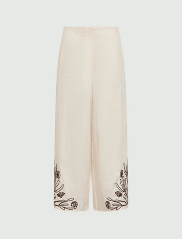 Young Ideas/Henmores - Dolce Flaxlinen Embroidered Trousers - 003 Cream - 8