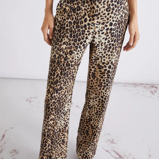 Young Ideas/Henmores - Dominio Wide Leg Leopard Trousers - 001 Leopard - 8