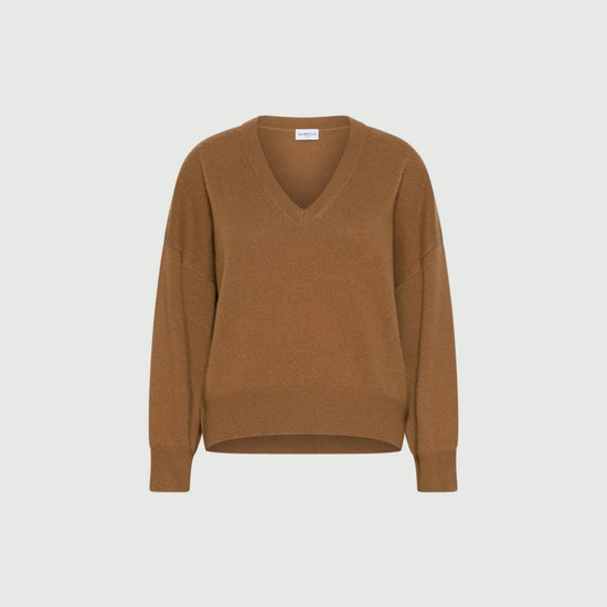 Young Ideas & Henmores -Editore V Neck Relaxed Jumper -002 Camel -XS