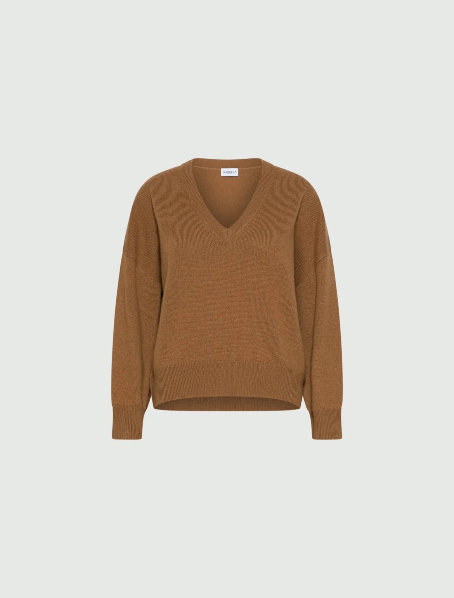 Young Ideas & Henmores -Editore V Neck Relaxed Jumper -002 Camel -XS