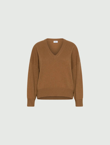 Young Ideas & Henmores -Editore V Neck Relaxed Jumper -002 Camel -XS