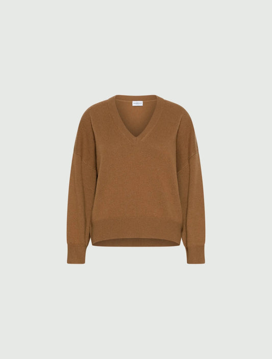 Young Ideas & Henmores -Editore V Neck Relaxed Jumper -002 Camel -XS