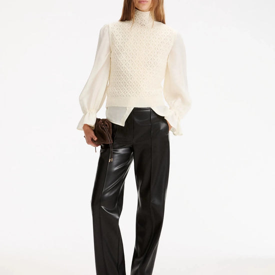Young Ideas & Henmores -Eliche Diamond Stitch Sleeveless Knit -001 Cream -S