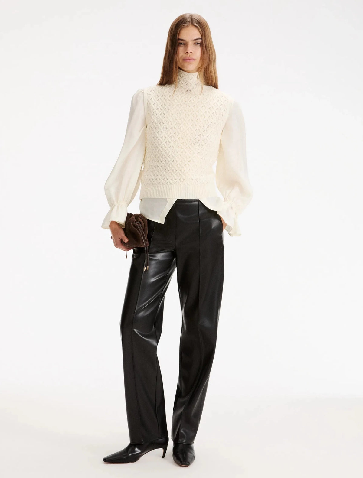 Young Ideas & Henmores -Eliche Diamond Stitch Sleeveless Knit -001 Cream -S