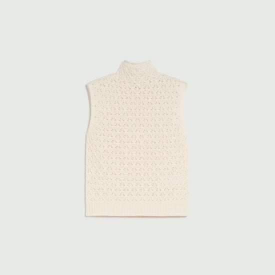 Young Ideas & Henmores -Eliche Diamond Stitch Sleeveless Knit -001 Cream -S