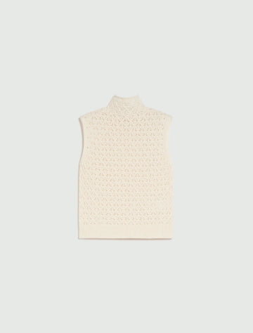 Young Ideas & Henmores -Eliche Diamond Stitch Sleeveless Knit -001 Cream -S