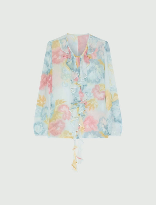 Young Ideas/Henmores - Falco Georgette Pastel Abstract Blouse - 001 Pastel Multi - 8