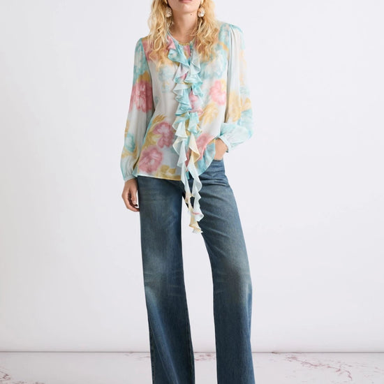 Young Ideas/Henmores - Falco Georgette Pastel Abstract Blouse - 001 Pastel Multi - 8
