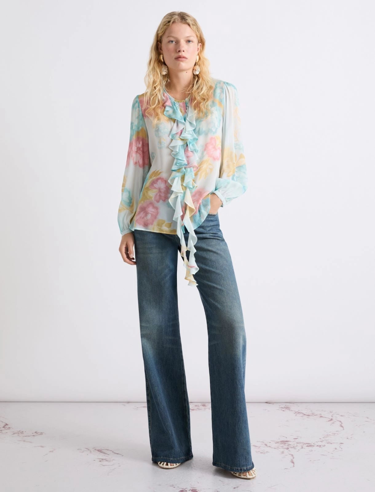 Young Ideas/Henmores - Falco Georgette Pastel Abstract Blouse - 001 Pastel Multi - 8
