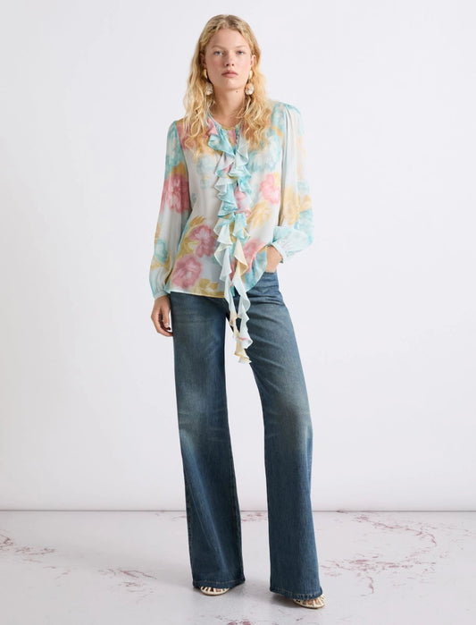 Young Ideas/Henmores - Falco Georgette Pastel Abstract Blouse - 001 Pastel Multi - 8