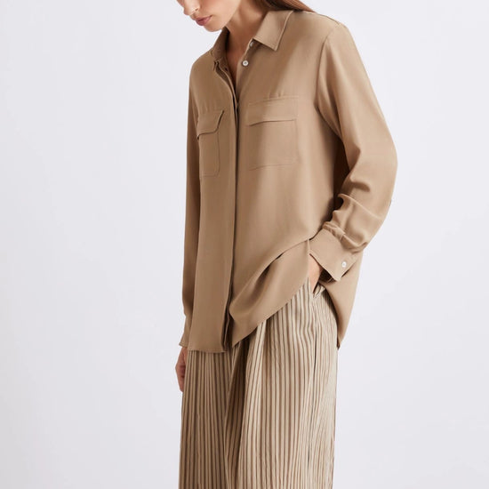 Young Ideas/Henmores - Febe Double Pocket Silk Mix Shirt - 002 Natural - 8