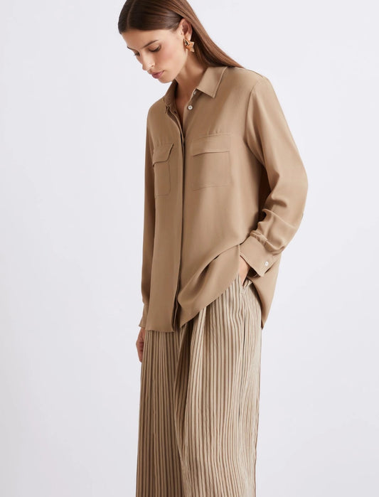 Young Ideas/Henmores - Febe Double Pocket Silk Mix Shirt - 002 Natural - 8