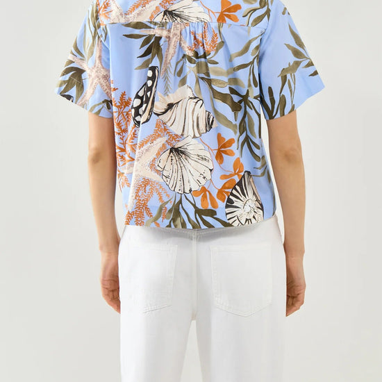 Young Ideas/Henmores - Formosa Poplin Sea Print Shirt - 002 Light Blue - 8