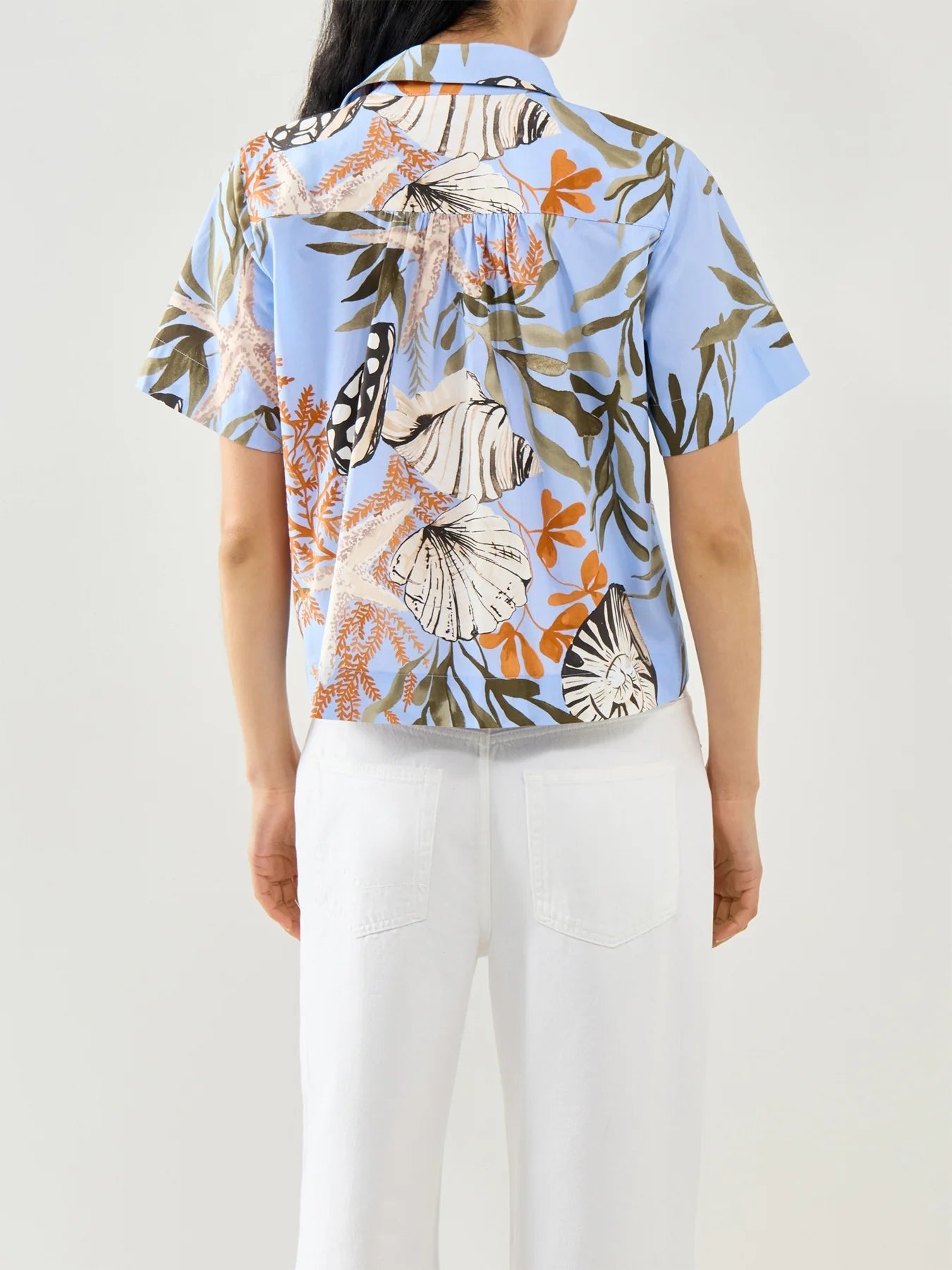 Young Ideas/Henmores - Formosa Poplin Sea Print Shirt - 002 Light Blue - 8