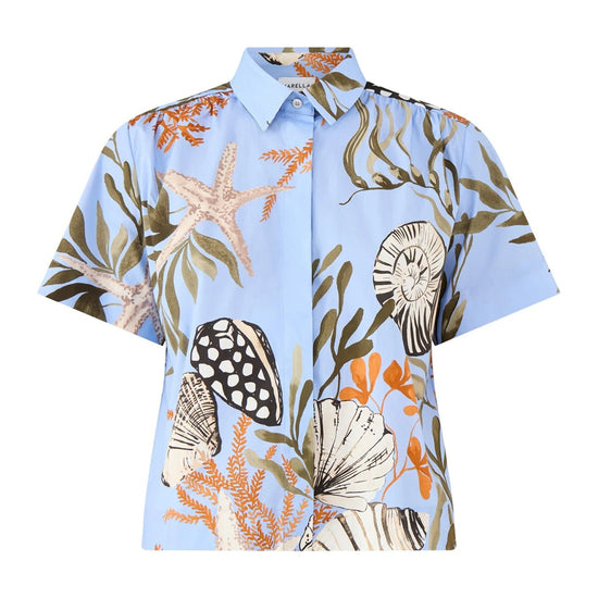 Young Ideas/Henmores - Formosa Poplin Sea Print Shirt - 002 Light Blue - 8